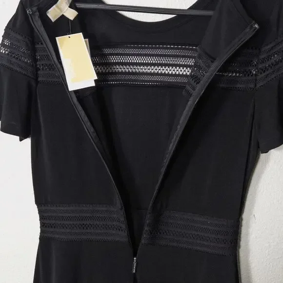 Michael Michael Kors Women’s Black Knit Cocktail Dress Sheer Quiet Luxury Medium - Picture 7 of 10